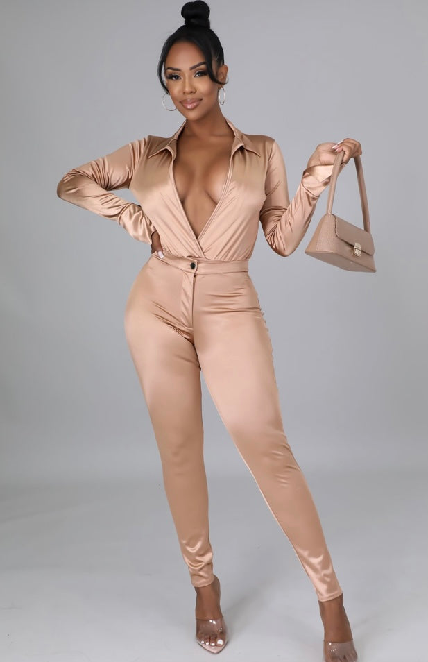 "Amore" Satin Bodysuit Set