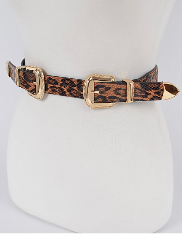 Designer Leopard Two Buckle - (Plus Size)