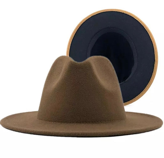 Fedora Black Bottom Hats- Tan/Blk