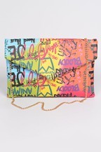 Graffiti Multi Letter Cross Chain Body Clutch