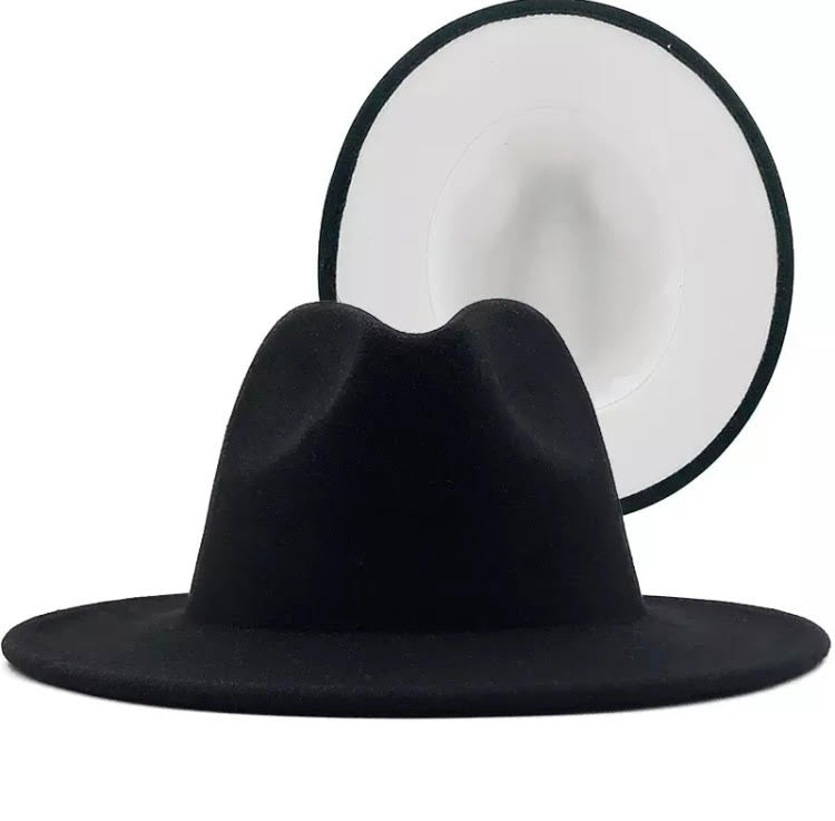 Fedora Black with White Bottom Hat