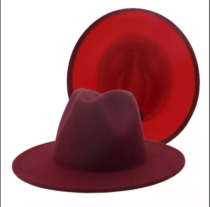 Fedora Burgundy with Red Bottom Hat