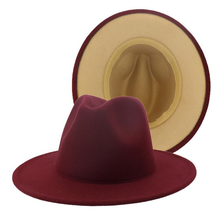 Fedora Burgundy with Tan Bottom Hat