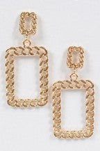 Gold Chain Square Shape Dangling Earring