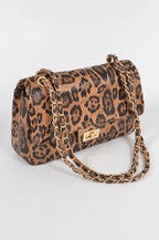 Leopard Faux Leather Shoulder Bag