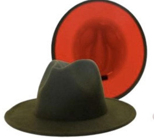 Fedora Green with Red Bottom Hat