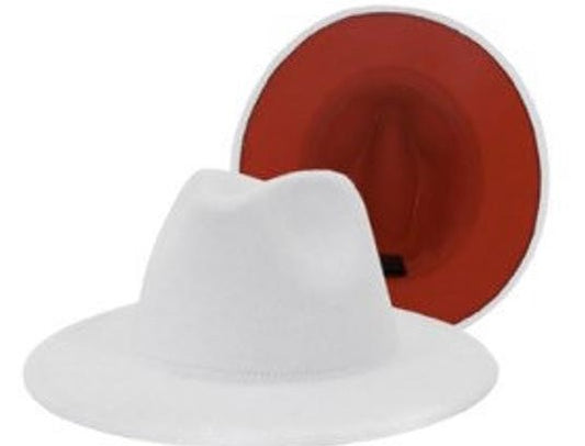 Fedora White with Red Bottom Hat