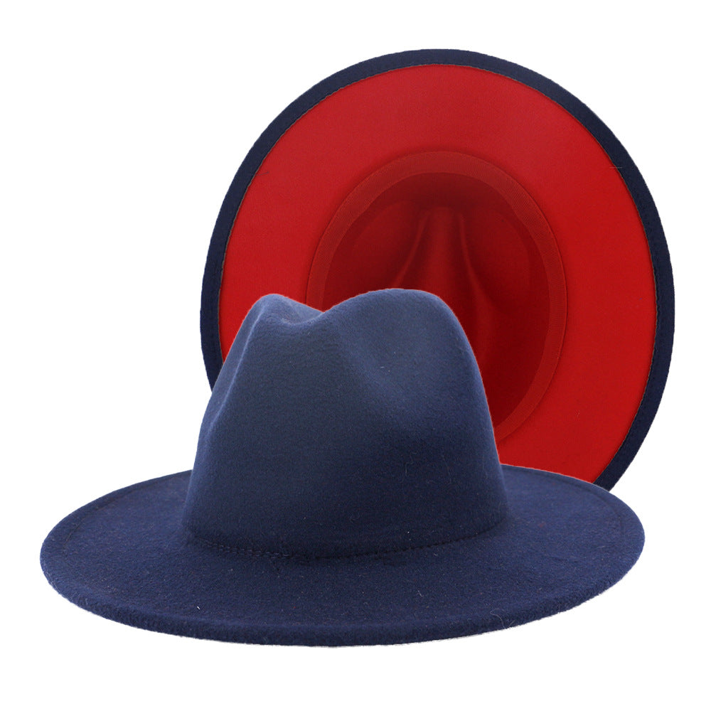 Fedora Navy Blue with Red Bottom Hat