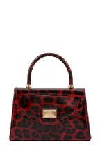 Glossy Red Leopard Print Handle and Cross-Body Bag - Red