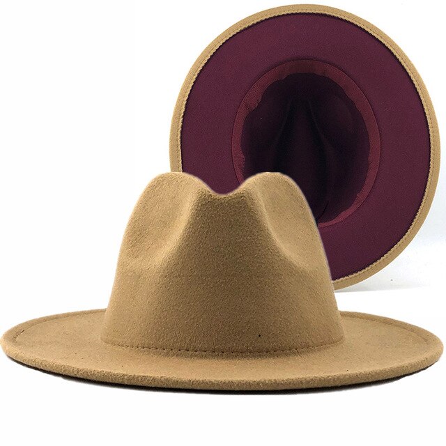 Fedora Tan with Burgundy Bottom Hat